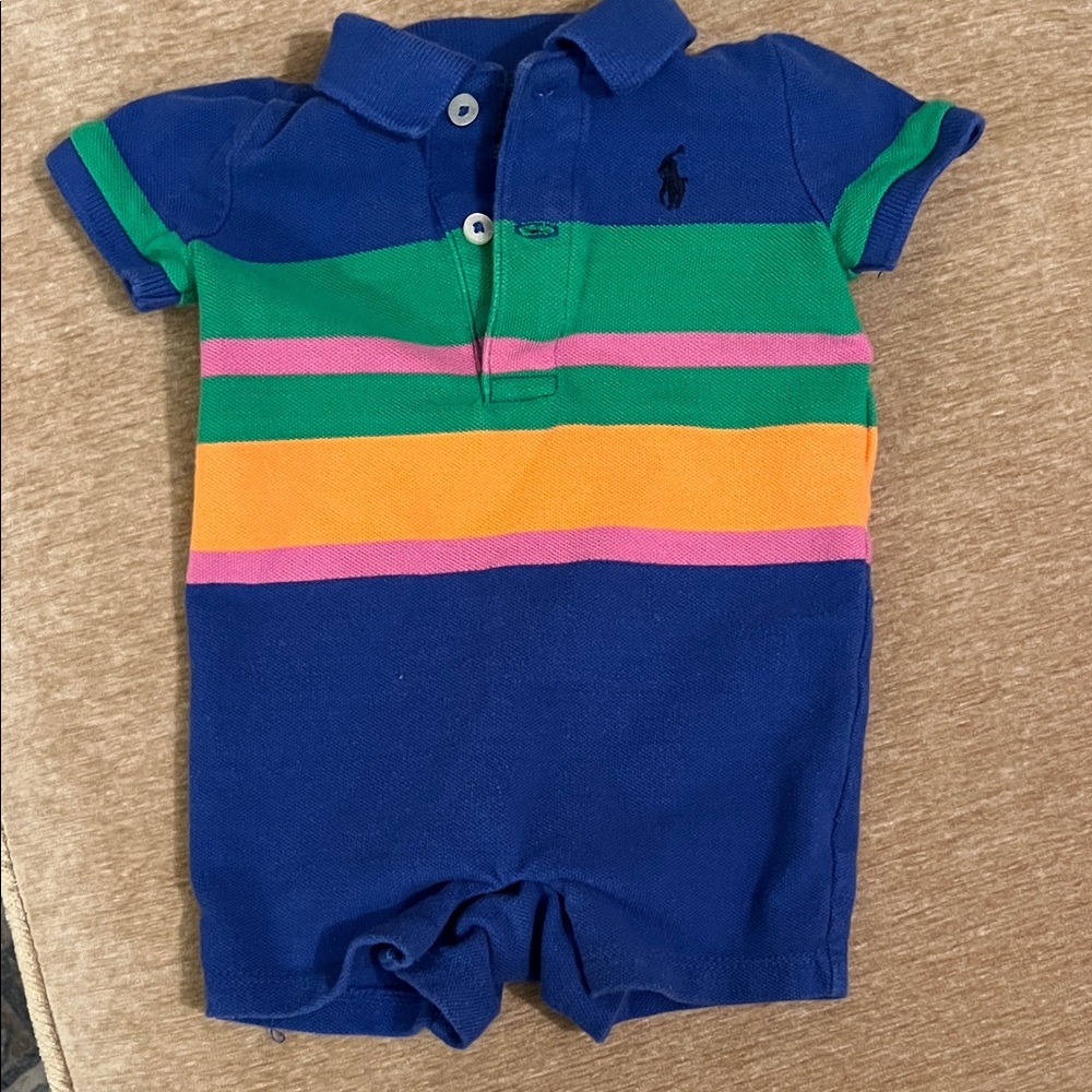 Polo by Ralph Lauren Blue Striped Kids Romper